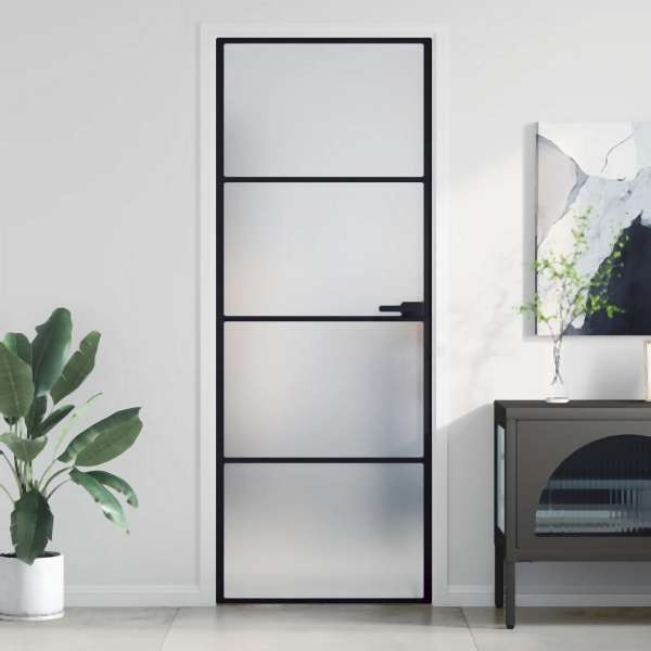 vidaXL Innentür Schlank Schwarz 76x201,5 cm Hartglas und Aluminium, 155117