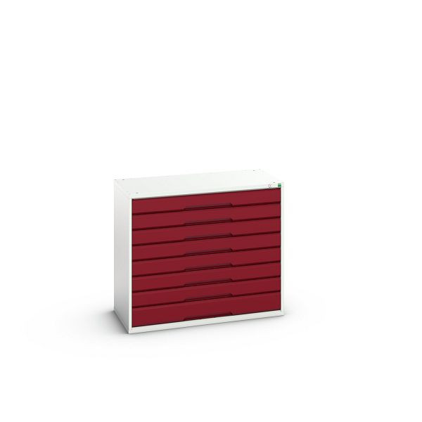 bott verso Schubladenschrank, mit 8 Schubladen, BxTxH: 1050 x 550 x 900 mm, Lichtgrau / Purpurrot, 16925233.24