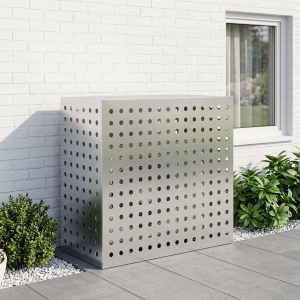 vidaXL Klimaanlagenabdeckung Silber 110 x 50 x 105 cm Verzinkter Stahl, 8014148