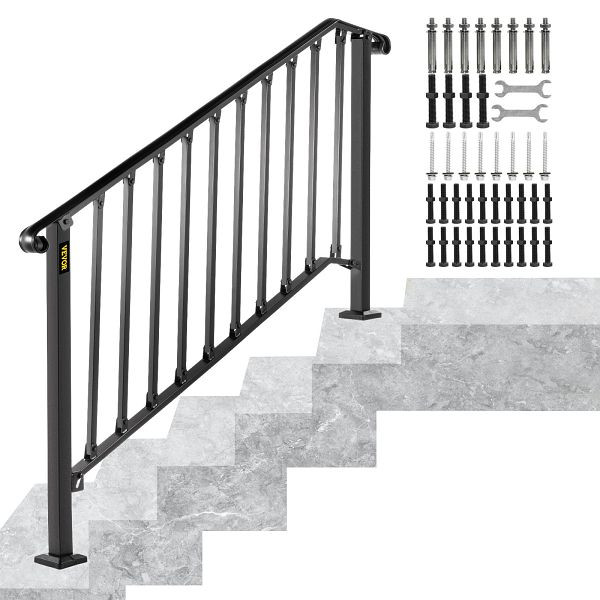 VEVOR Treppengeländer Handlauf Eingangsgeländer für 4 oder 5 Treppen, LTFS4H5BHSTL00001V0