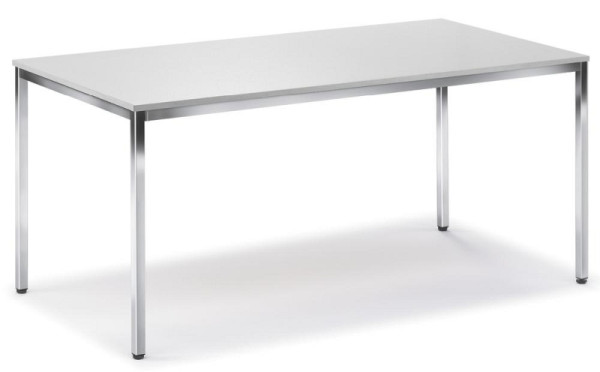 Deskin Besprechungstisch BASE-MODUL, Platte Dekor Lichtgrau, Gestell verchromt, B 1600 x T 800 x H 720 mm, 248691