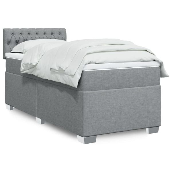 vidaXL Boxspringbett mit Matratze Hellgrau 100x200 cm Stoff, 3288106