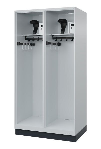 C+P Feuerwehrspind Evolo, Modell FLEXO, 2 Abteile, H1850B1000T600 mm, Lichtgrau, Sockel, 0493315-23 S10009