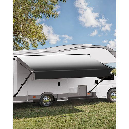 VEVOR einziehbare Wohnwagen-Markise 548 cm, wasserdicht, Aluminiumrahmen, schwarzer Ständer & Verlaufstoff, SDKSSSFCZYP14QJ76V0