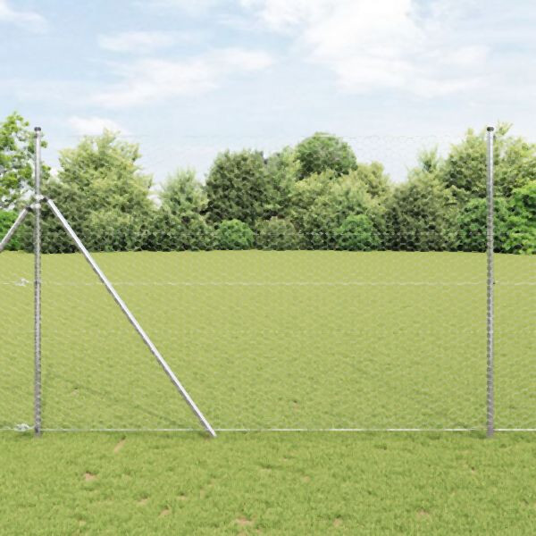 vidaXL Sechseckzaun 1.5x50 m verzinkter Stahl, 42005732