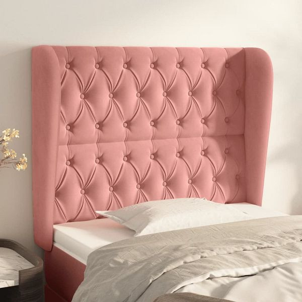 vidaXL Kopfteil mit Ohren Rosa 93x23x118/128 cm Samt, 3118333