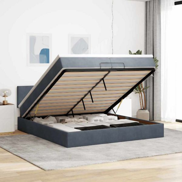 vidaXL Ottoman-Bett mit Matratze Dunkelgrau 200x200 cm Samt, 3311724
