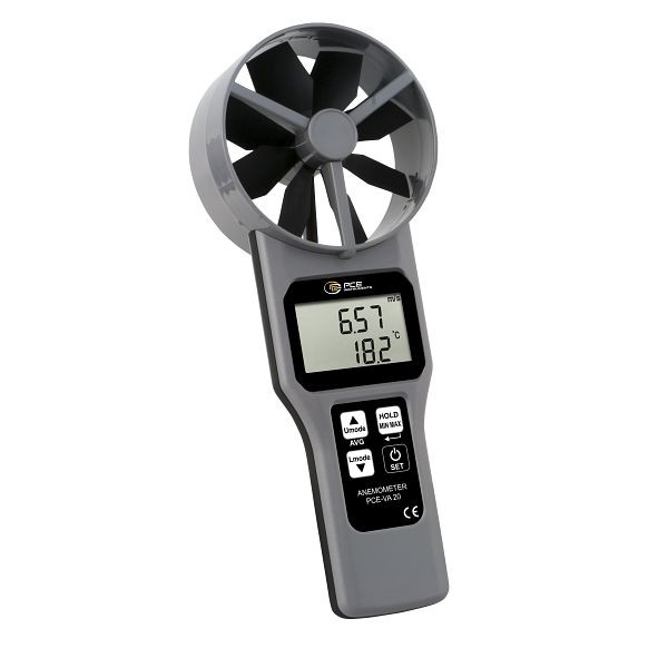 PCE Instruments Anemometer, Messfunktionen Durchschnittswert, HOLD, MAX, MIN, PCE-VA 20