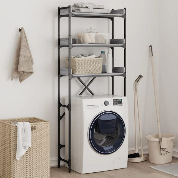vidaXL Waschmaschinenregal Grau Sonoma 67x25x163 cm Holzwerkstoff, 838981