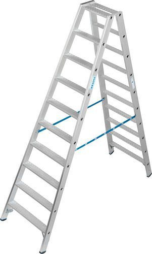 Krause Stufenstehleiter aus Aluminium, beidseitig begehbar, 2 x 10 Stufen R 13, 307630