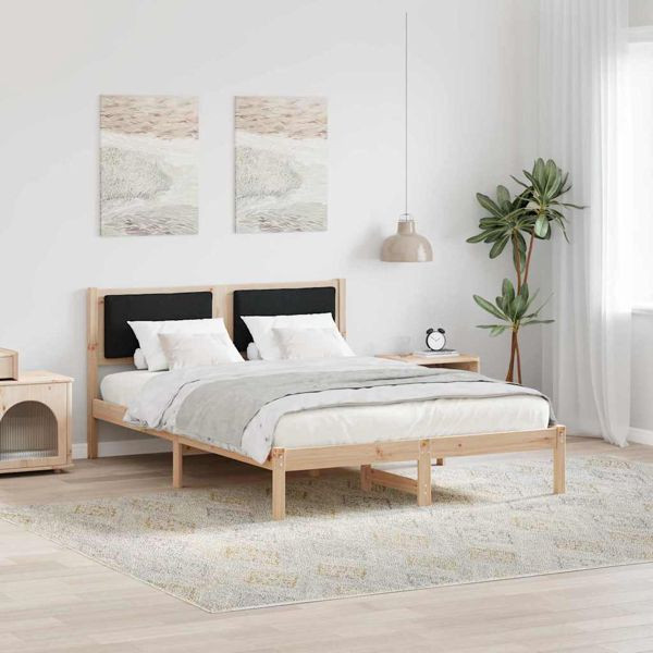 vidaXL Bettrahmen Schwarz 150 x 200 cm Massives Kiefernholz, 878111