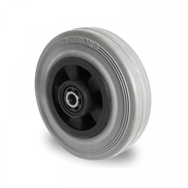 Cascoo Einbaurad, Ø 125 mm, Vollgummi in grau, Rollenlager, 125P4R2R0N