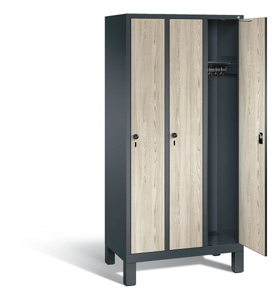 C+P Garderobenschrank Evolo, H1850xB900xT500mm, Farbe: Anthrazitgrau / Dekor Sen-Esche, 48010-30 S10822