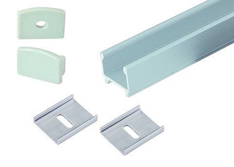 rutec Aluminiumprofil-Set inkl. Endkappen und Montageklammer 23/18 2 Meter, B68415
