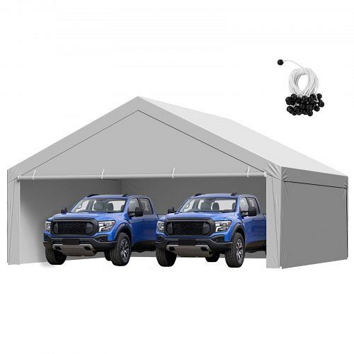 VEVOR Carport-Ersatzdach 6x6 m, Garagenzeltplane mit Seitenwänden, UV-beständig, strapazierfähige Plane, grau, ohne Rahmen, CKPB2020FTHS0HU3N001V0