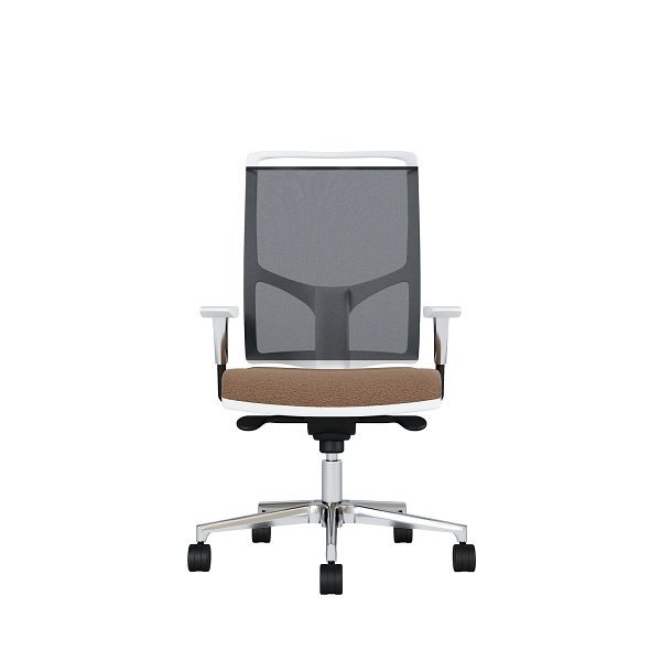 Bisley Bürodrehstuhl Zed, Weißes Kunststoff, Höhenverstellbare Armlehnen, Fußkreuz und Armlehnen aus Aluminium, NE0533 beige, ZEDALLWNE0533