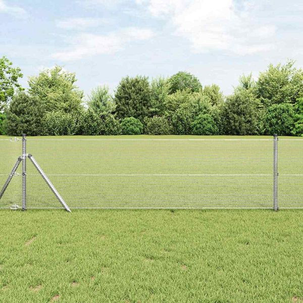 vidaXL Geschweißter Drahtzaun Silber 0,5 x 50 m Stahl, 42004949
