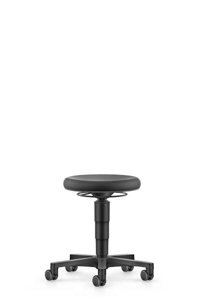 bimos Allround Hocker mit Rollen, PU schwarz, Sitzhöhe 450-650 mm, Farbring grau, 9463-2000-3278