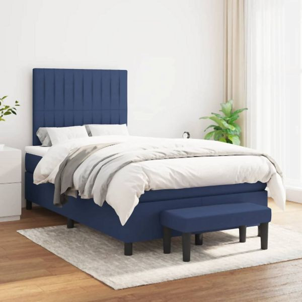 vidaXL Boxspringbett mit Matratze Blau 120x200 cm Stoff, 3136747