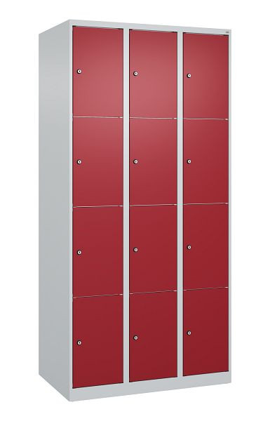 C+P Schließfachschrank Classic PLUS, 3 Abteile mit je 4 Fächern, 1850x900x500mm, 7035/3003, 080000-304 S10001