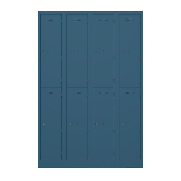 Bisley Garderobenschrank Primary Locker, 4 Abteile, je 2 Fächer, 687 prussian, PL3050Q2687