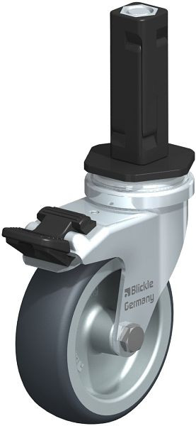 Blickle LRA-TPA 75G-FI-EV02 Apparate-Lenkrolle mit Expander & Feststeller, Thermoplastisches Gummi-Elastomer, Grau, 847799