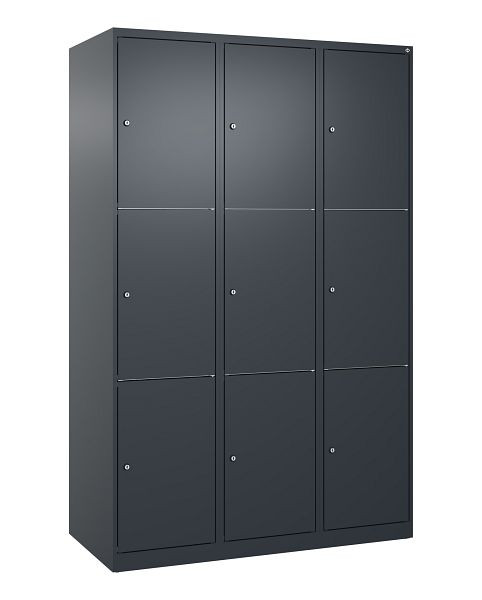 C+P Schließfachschrank Classic PLUS, 3 Abteile mit je 3 Fächern, 1850x1200x500mm, 7016/7016, 080000-323 S10010