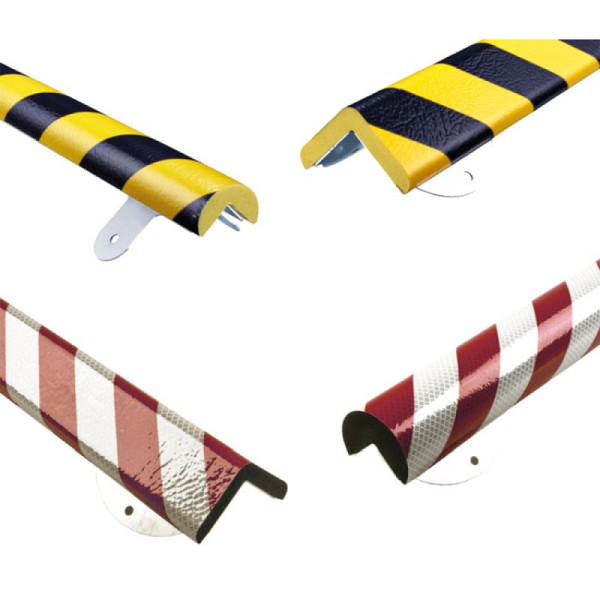 Stein HGS Eckschutz -Protect- Knuffi® mit Edelstahlbasis, extrem abriebfest, Winkel 48/48 mm, Länge 1000mm, gelb/schwarz, mit 6 Laschen 70x100mm, Bohrung Ø 6 mm, 22414