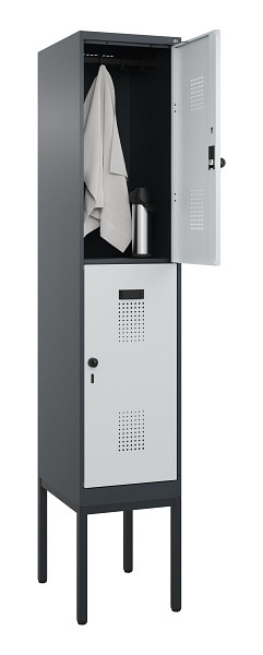 C+P Doppelstock-Spind Evolo PLUS, Gestell, 2 Fächer, 2120x400x500mm, 7016/7035, Drehriegel, 0493307-12 S10017