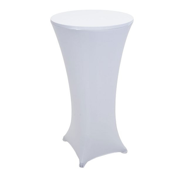Mendler Set Stehtisch + Stehtischhusse HWC-J30, Bistrotisch Tischhusse, klappbar höhenverstellbar Ø 60cm, Husse weiss, 11352+76098