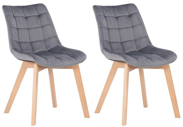 CLP 2er Set Esszimmerstühle Passaic Samt, grau, 319640