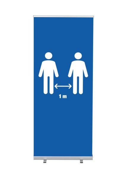 Showdown Displays Roll-Banner Budget 85 Komplettset 1 Meter Abstand Blau, RBB085LSFI617