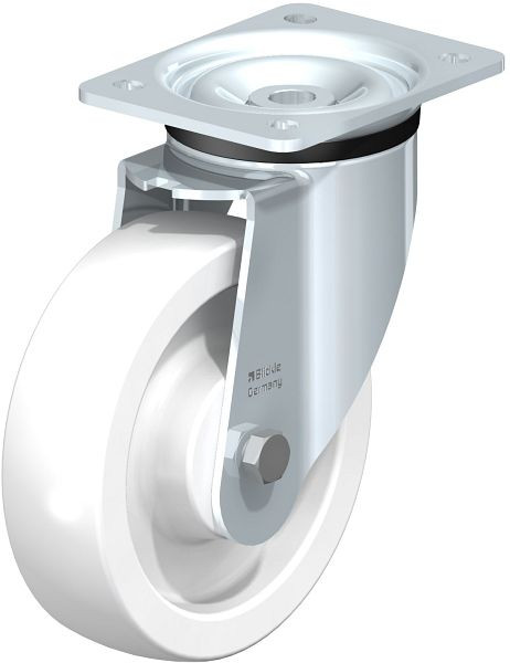 Blickle LK-SPO 175G Stahlblech-Lenkrolle, schwere Ausführung, mit Anschraubplatte, Polyamid, Weiß, 17186