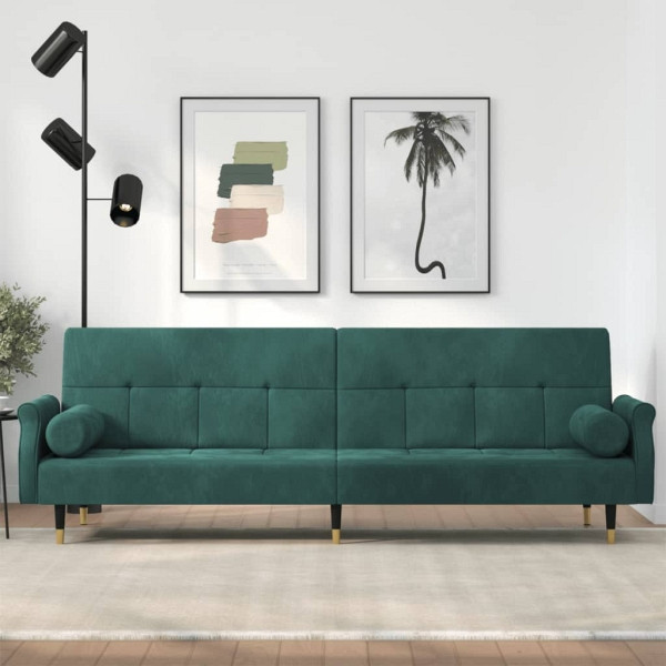 vidaXL Schlafsofa mit Kissen Dunkelgrün Samt, Füllung: Schaumstoff, 351859