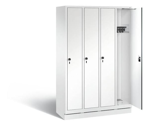 C+P Garderobenschrank Evolo, H1800xB1190xT500mm, Farbe: Verkehrsweiß / Dekor Weiß, 48020-40 S11089