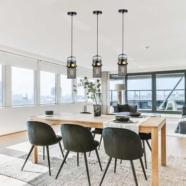 HOME DELUXE Pendelleuchte LUMINOS, Schwarz/Gold, 51201