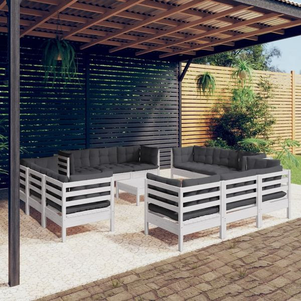 vidaXL 13-teilig Garten-Lounge-Set mit Anthrazit Kissen Kiefernholz, 3096071