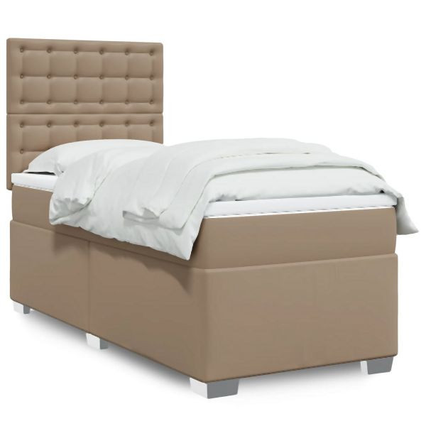 vidaXL Boxspringbett mit Matratze Cappuccino-Braun 80x200cm Kunstleder, 3292999