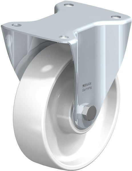 Blickle B-PO 160K Stahlblech-Bockrolle, mittelschwere Ausführung, mit Anschraubplatte, Polyamid, Weiß, 579995