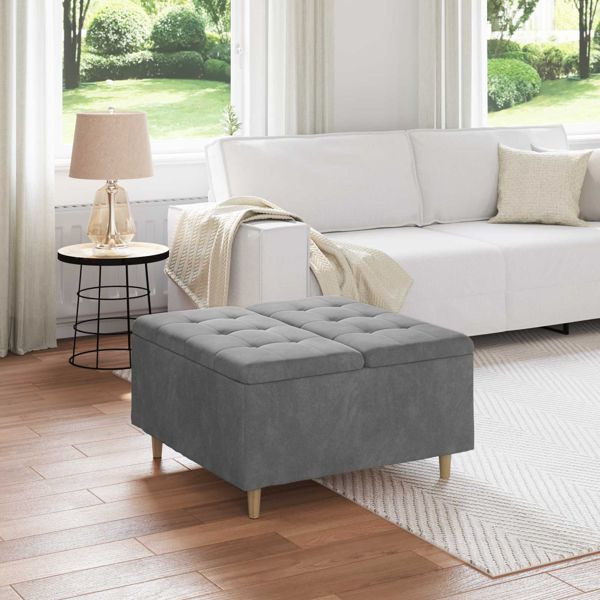 vidaXL Aufbewahrungsottomane Dunkelgrau 80 x 80 x 45 cm Samt, 876841