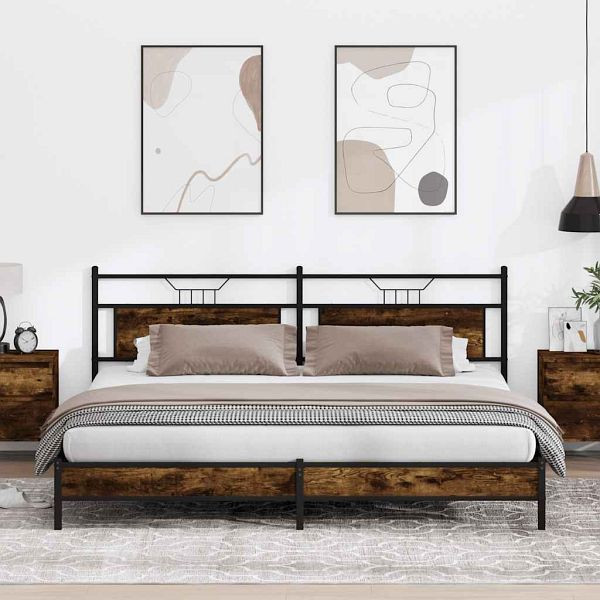 vidaXL Metallbett ohne Matratze Räuchereiche 200x200 cm, 3325108