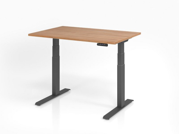 Hammerbacher Schreibtisch XDKB12, 120 x 80 cm, Platte: Nussbaum, 25 mm dick, ABS-Dickkante, Rechteckform, Graphit, VXDKB12/N/G