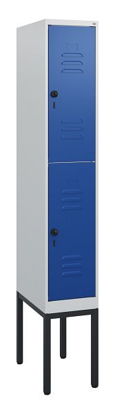 C+P Doppelstöckiger Spind Classic PLUS, Gestell, 1950x300x500mm, 7035/5010, Drehriegel, 0803305-10 S10003