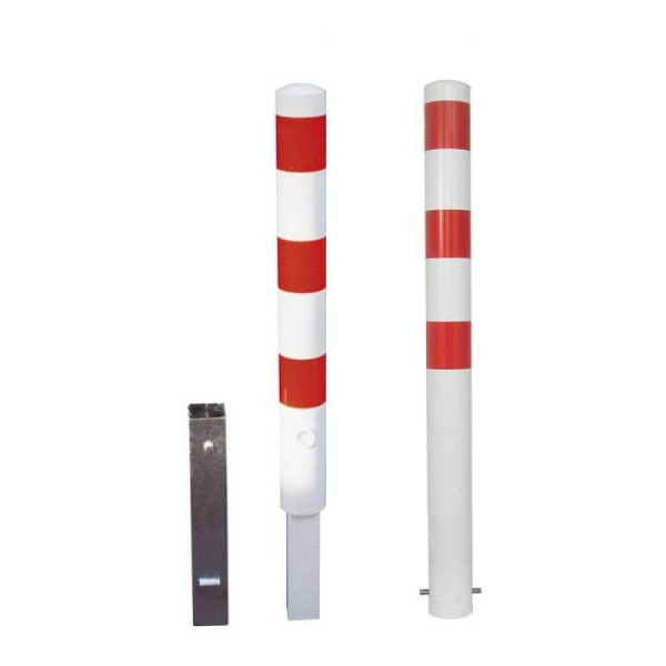 Stein HGS Absperrpfosten -Bollard-, feststehend /zum Einbetonieren, ohne Farbe, 3 Ösen (90°), 493-3