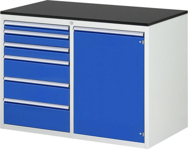 RAU Schubladenschrank 7000, B1145xT650xH820mm, li: Schubladen H60, 2x90, 2x150, H180mm, re: Flügeltür, melaminharzbeschichtet, 03-LL5.24.12A-M.11