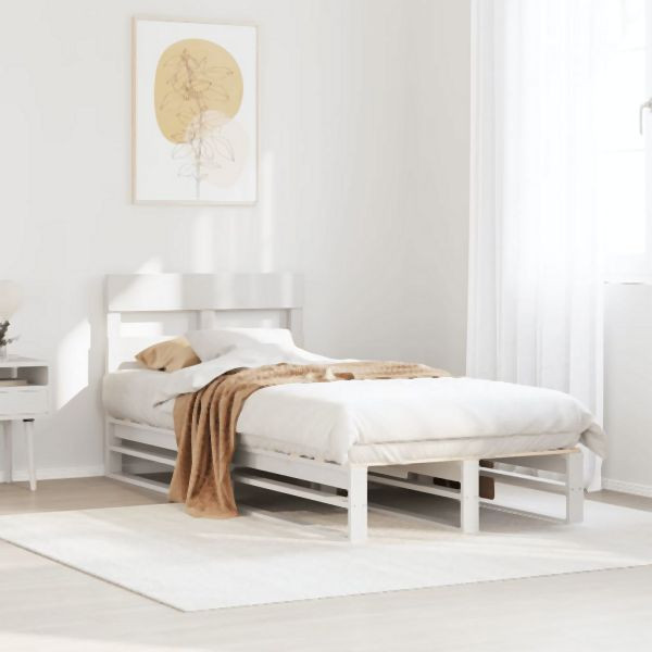 vidaXL Massivholzbett ohne Matratze Weiß 90x200 cm Kiefernholz, 850795