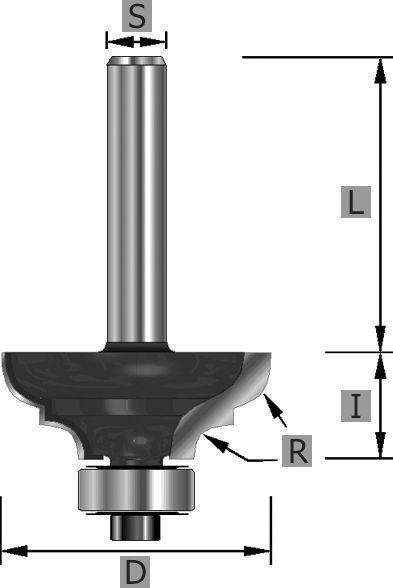 Edessö MultiProfilfräseräser HW mit Kugellager, A: 25,4, R: 3,2, B: 12,7, C: 12, 115725412