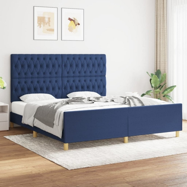 vidaXL Bettgestell mit Kopfteil Blau 180x200 cm Stoff, 3125322