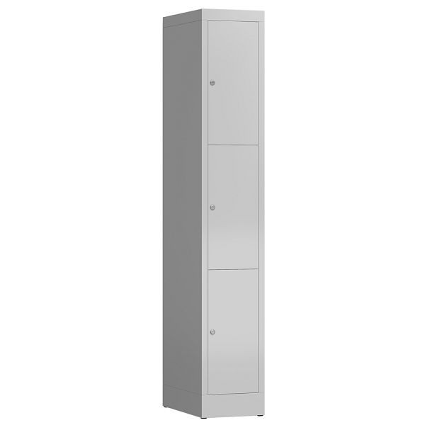 Lüllmann ClassiX Schließfachschrank, 1 Abteil, 3 Fächer, 1800 x 310 x 500 mm, lichtgrau, X-520310