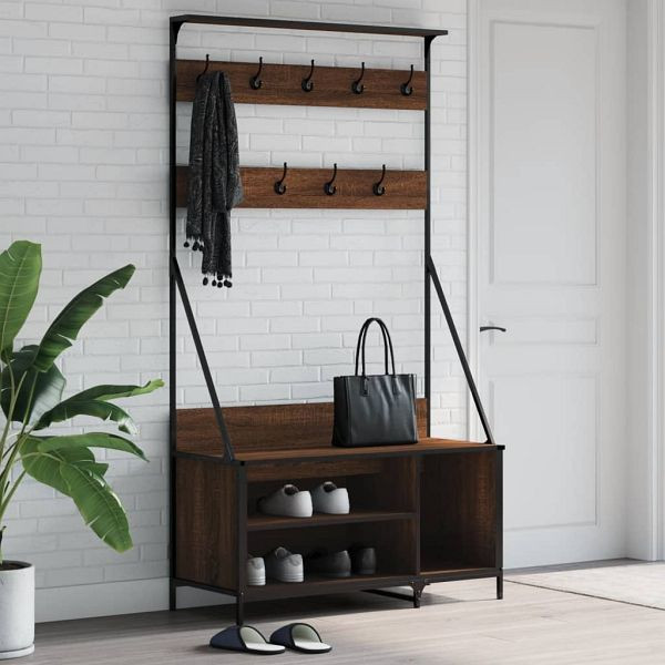 vidaXL Kleiderständer mit Schuhablage Braun Eichen-Optik 100x41x184 cm, 837871